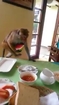 Monkey helps himself to breakfast  in a Sri lanka hotel