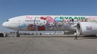 Hello Kitty jet hits the runway at LAX